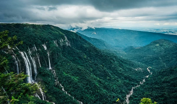 Meghalaya travel itinerary exploring Cherrapunji waterfalls
